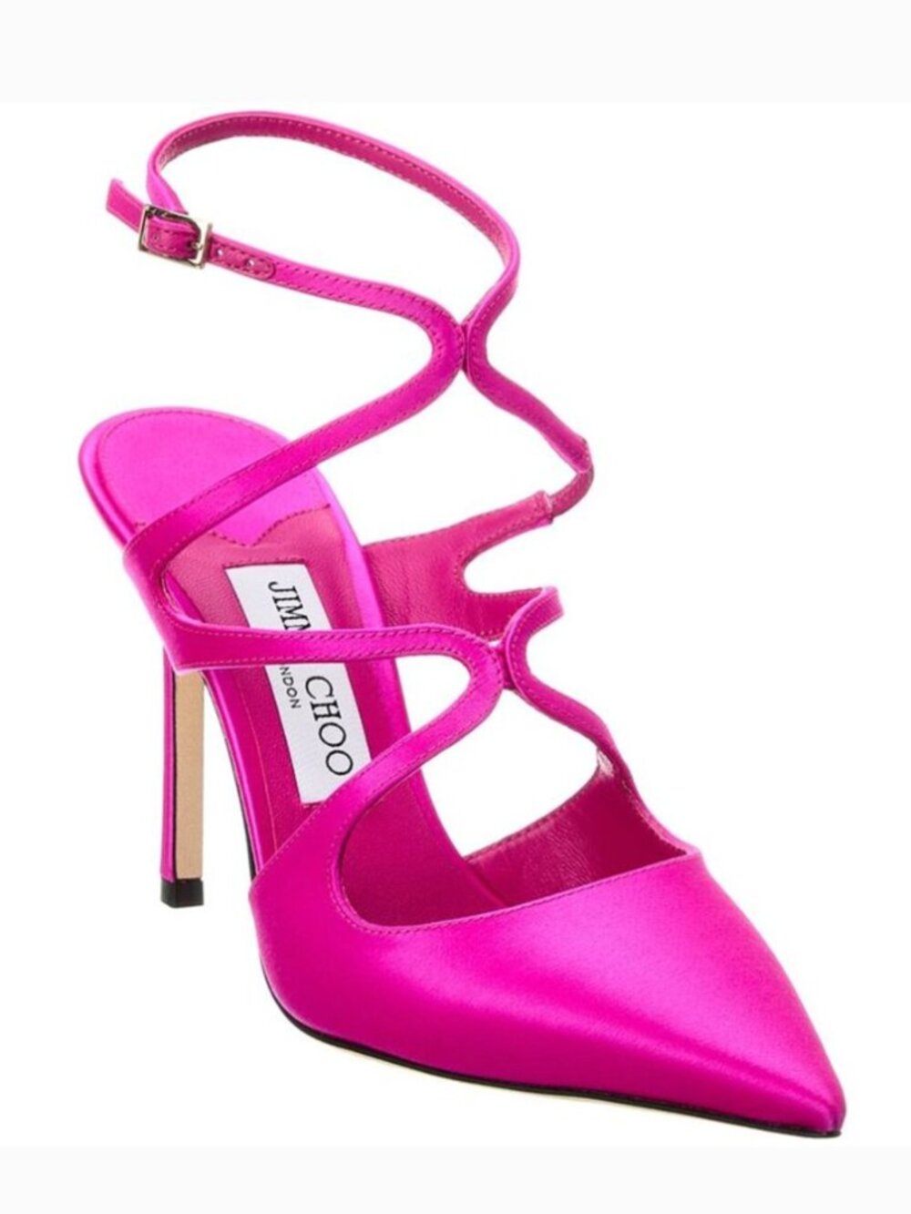 Jimmy Choo Azia 95 Satin Pumps | Fuchsia Pink Strappy Heels | IT 39 | Like New